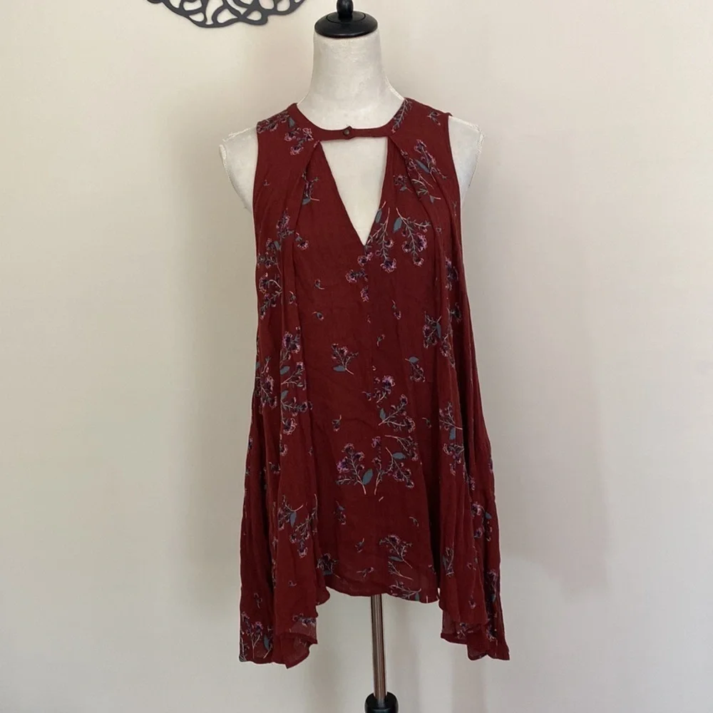 Free People Button Neck Pocketed Tunic Dress